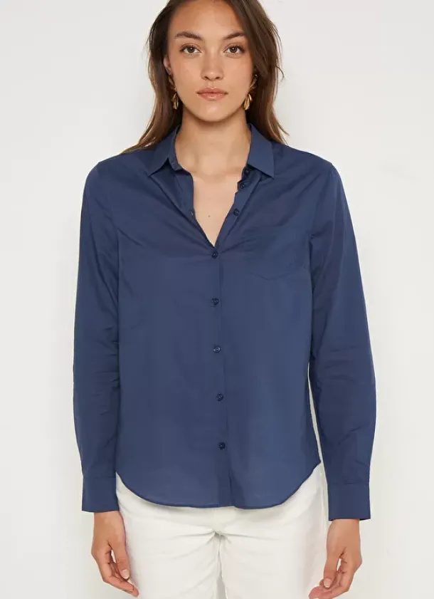 Sud Express Tops & Blouses|Chemise Classique Indigo Cortaline