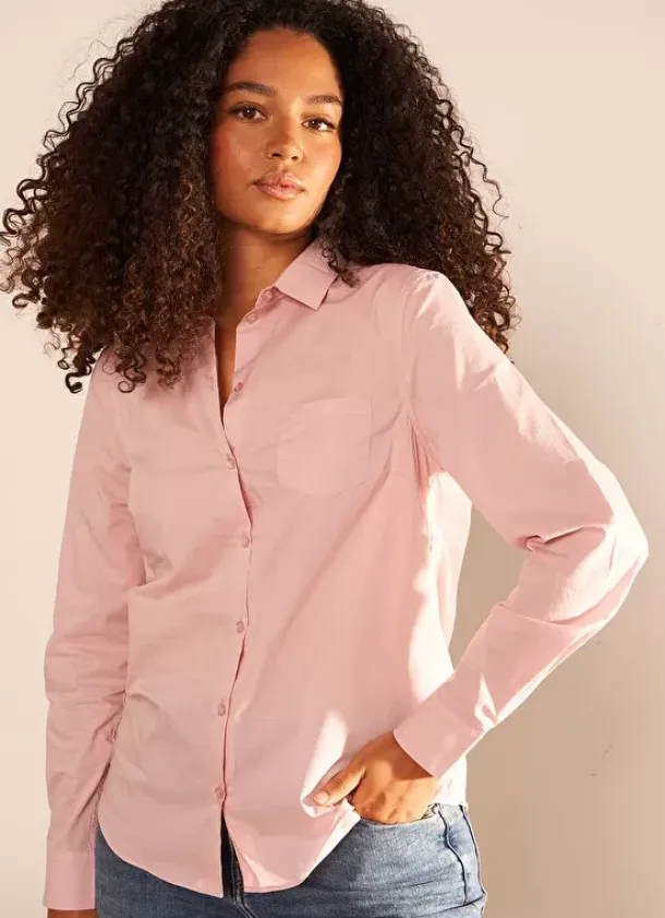 Sud Express Tops & Blouses|Chemise Classique Poudre Cortaline