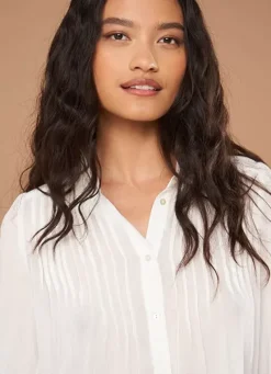 Sud Express Tops & Blouses|Chemise Crepon A Col Classique Ecru Calison
