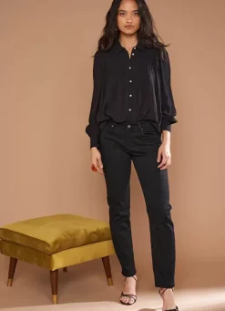 Sud Express Tops & Blouses|Chemise Crepon A Col Classique Noir Calison