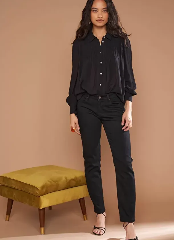 Sud Express Tops & Blouses|Chemise Crepon A Col Classique Noir Calison