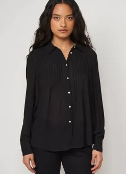 Sud Express Tops & Blouses|Chemise Crepon A Col Classique Noir Calison