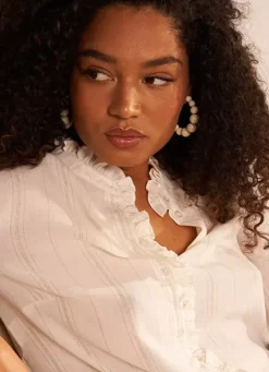 Sud Express Tops & Blouses|Chemise Details Fils Dores Ecru Calika