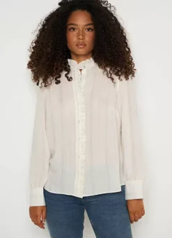 Sud Express Tops & Blouses|Chemise Details Fils Dores Ecru Calika