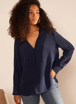 Sud Express Tops & Blouses|Chemise En Soie Bleu Tibla