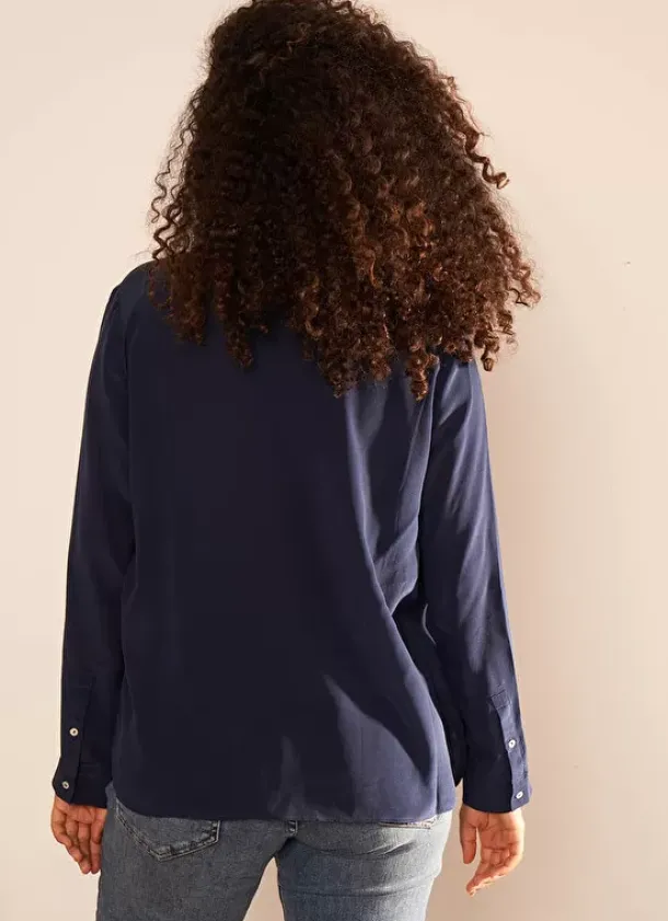 Sud Express Tops & Blouses|Chemise En Soie Bleu Tibla