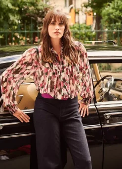 Sud Express Tops & Blouses|Chemise Impirmee A Manches Longues Framboise Cebby