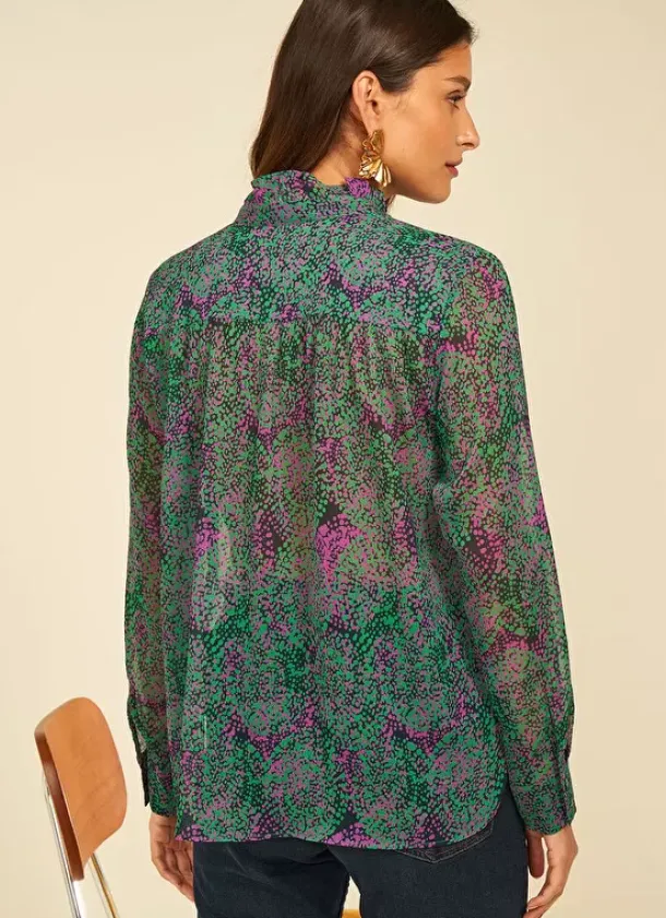 Sud Express Tops & Blouses|Chemise Imprimee A Manches Longues Vert Cowie