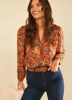 Sud Express Tops & Blouses|Chemise Imprimee Brique Cagathe
