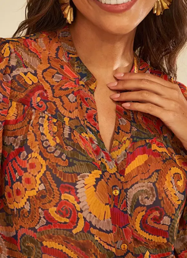Sud Express Tops & Blouses|Chemise Imprimee Brique Cagathe