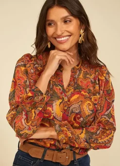 Sud Express Tops & Blouses|Chemise Imprimee Brique Cagathe