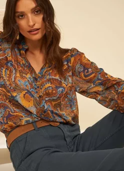 Sud Express Tops & Blouses|Chemise Imprimee Indigo Cagathe