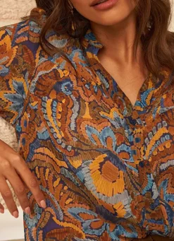 Sud Express Tops & Blouses|Chemise Imprimee Indigo Cagathe