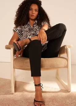 Sud Express Tops & Blouses|Chemise Imprimee Oversize A Manches Cour... Noir Calixa