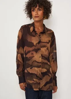 Sud Express Tops & Blouses|Chemise Oversize Imprimee Marron Cadalie