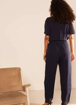 Sud Express Dresses & Overall|Combinaison Pantalon A Manches Courtes Marine Calex