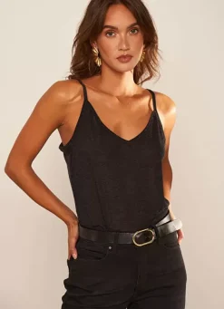 Sud Express Tops & Blouses|Debardeur A Fines Bretelles En Voile De ... Noir Damia
