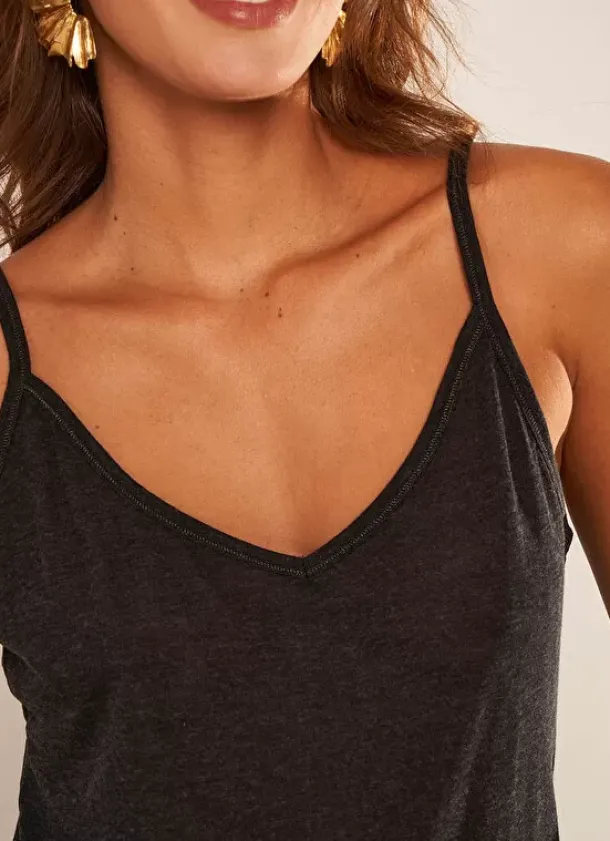 Sud Express Tops & Blouses|Debardeur A Fines Bretelles En Voile De ... Noir Damia