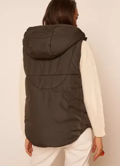 Sud Express Jackets & Coats|Doudoune Courte Mi-Saison Sans Manches Kaki Vaughalioni
