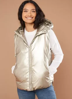 Sud Express Jackets & Coats|Doudoune Courte Mi-Saison Sans Manches Gold Vaughalio