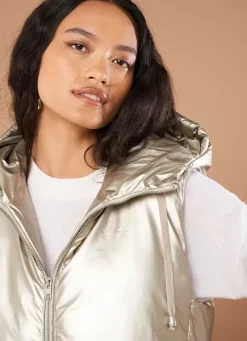 Sud Express Jackets & Coats|Doudoune Courte Mi-Saison Sans Manches Gold Vaughalio