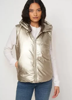 Sud Express Jackets & Coats|Doudoune Courte Mi-Saison Sans Manches Gold Vaughalio