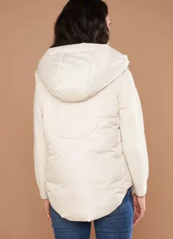 Sud Express Jackets & Coats|Doudoune Courte Mi-Saison Sans Manches Craie Vaughalioni