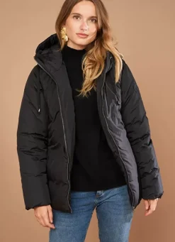 Sud Express Jackets & Coats|Doudoune Manches Longues A Capuche Noir Vilaurya
