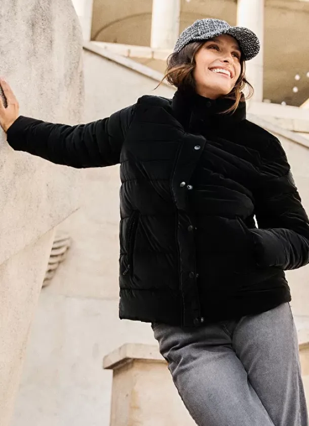 Sud Express Jackets & Coats|Doudoune Peau De Peche Noir Varion