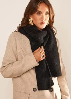 Sud Express Shoes & Accessories|Echarpe A Cotes Avec Lurex Noir Espelette