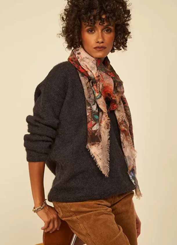 Sud Express Shoes & Accessories|Foulard Imprime Orange Elouane