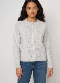 Sud Express Jumpers & Cardigans|Gilet Col Rond Perle Chine Gautier