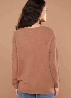 Sud Express Jumpers & Cardigans|Gilet Col V Caramel Goa