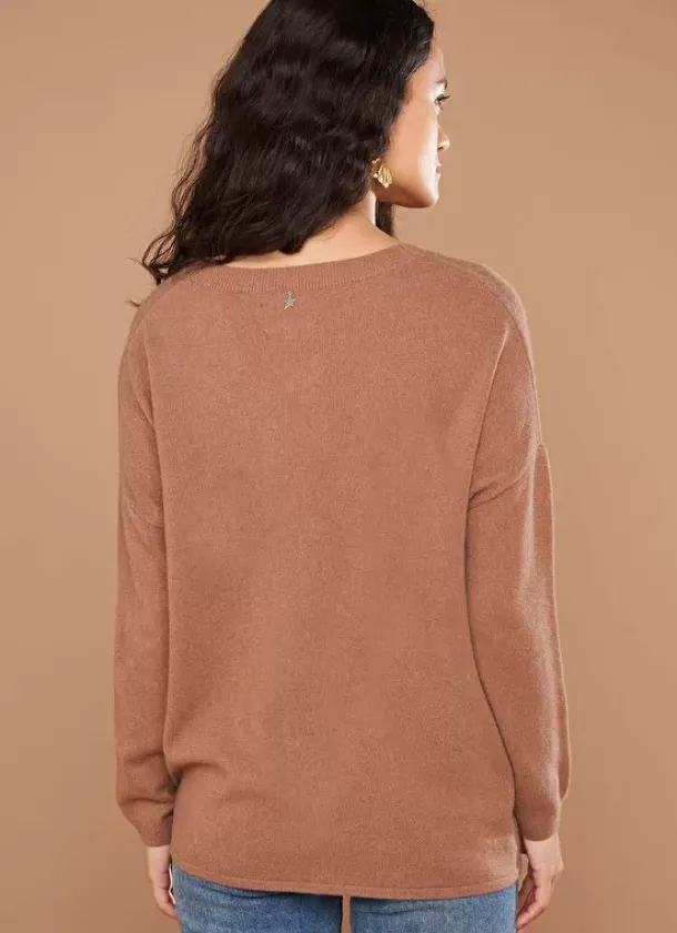 Sud Express Jumpers & Cardigans|Gilet Col V Caramel Goa
