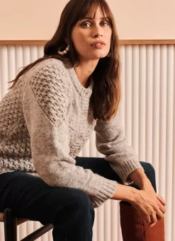 Sud Express Jumpers & Cardigans|Gilet Court A Col Rond Perle Chine Gioia