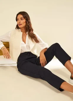 Sud Express Jumpers & Cardigans|Gilet Court Et Ouvert, En Mohair Et Alpaga Ecru Gotanax