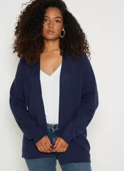 Sud Express Jumpers & Cardigans|Gilet Ouvert Mi-Long Marine Gladia