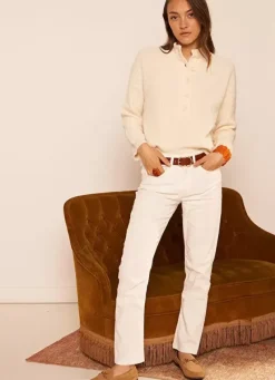 Sud Express Trousers & Jeans|Jean Boyfriend A Cinq Poches Ecru Ben