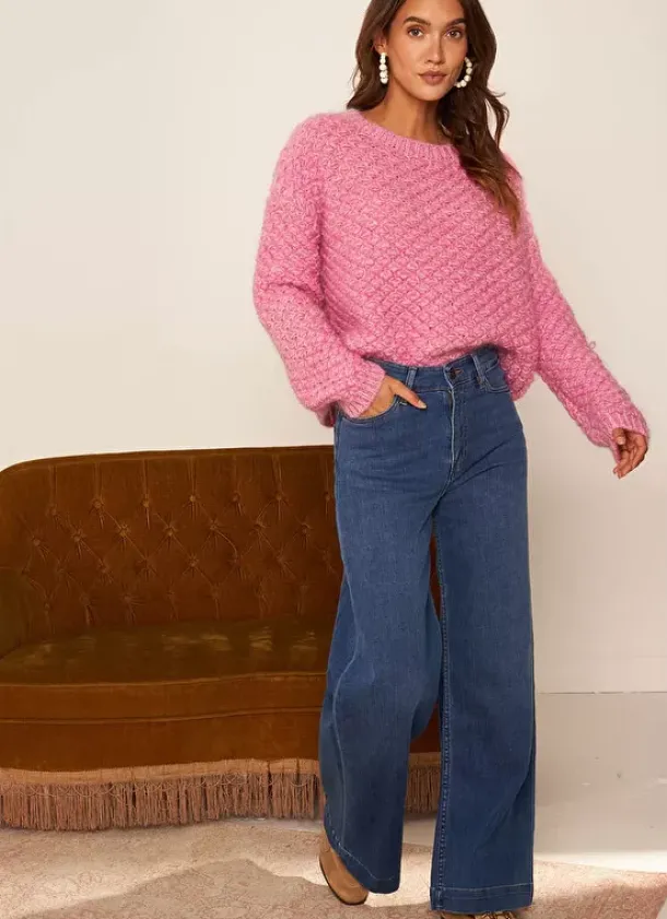 Sud Express Trousers & Jeans|Jean Flare A Taille Haute Medium Stone Lyla