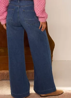 Sud Express Trousers & Jeans|Jean Flare A Taille Haute Medium Stone Lyla