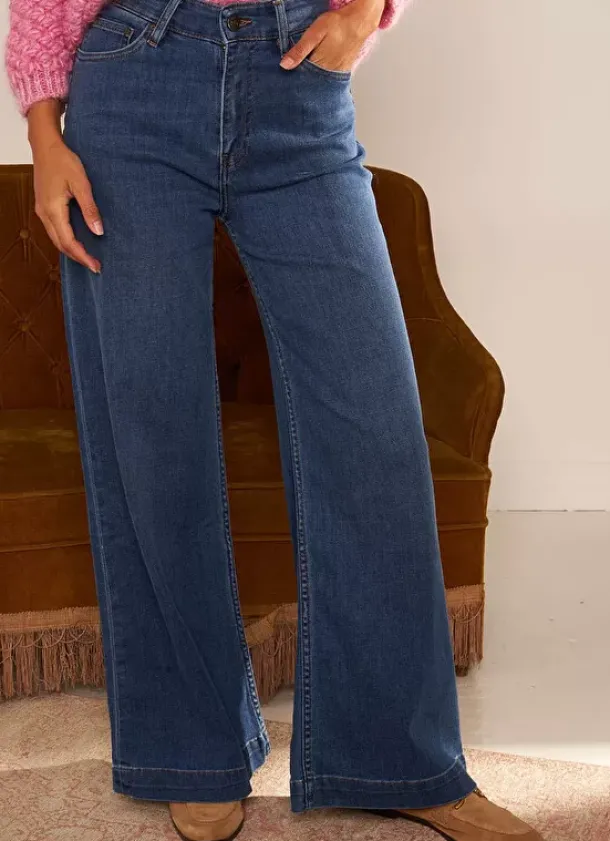 Sud Express Trousers & Jeans|Jean Flare A Taille Haute Medium Stone Lyla