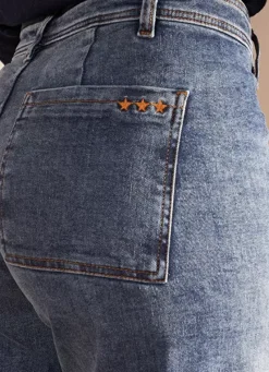 Sud Express Trousers & Jeans|Jean Large, Taille Haute Sans Coutures Sur Les Cotes Medium Dark Sto Clara