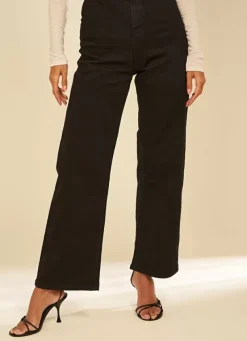 Sud Express Trousers & Jeans|Jean Large, Taille Haute Sans Coutures Sur Les Cotes Noir Clara