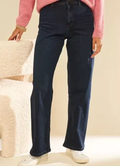 Sud Express Trousers & Jeans|Jean Large, Taille Haute Sans Coutures Sur Les Cotes Dark Stone Clara
