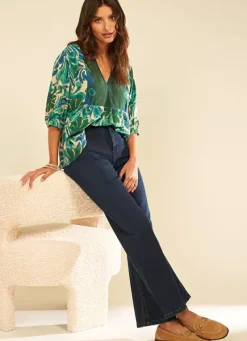 Sud Express Trousers & Jeans|Jean Large, Taille Haute Sans Coutures Sur Les Cotes Dark Stone Clara