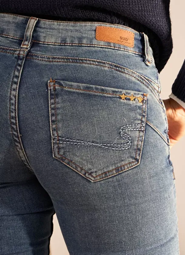 Sud Express Trousers & Jeans|Jean Slim A Cinq Poches Medium Stone Stella