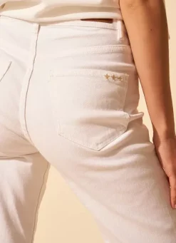 Sud Express Trousers & Jeans|Jean Taille Haute Cinq Poches Ecru Debby