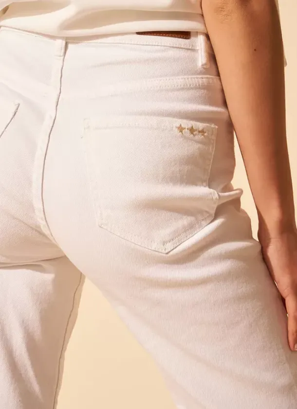 Sud Express Trousers & Jeans|Jean Taille Haute Cinq Poches Ecru Debby