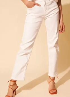 Sud Express Trousers & Jeans|Jean Taille Haute Cinq Poches Ecru Debby