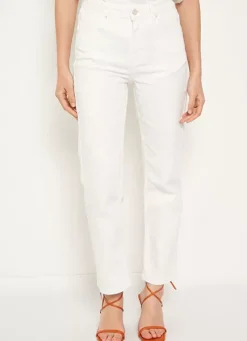 Sud Express Trousers & Jeans|Jean Taille Haute Cinq Poches Ecru Debby